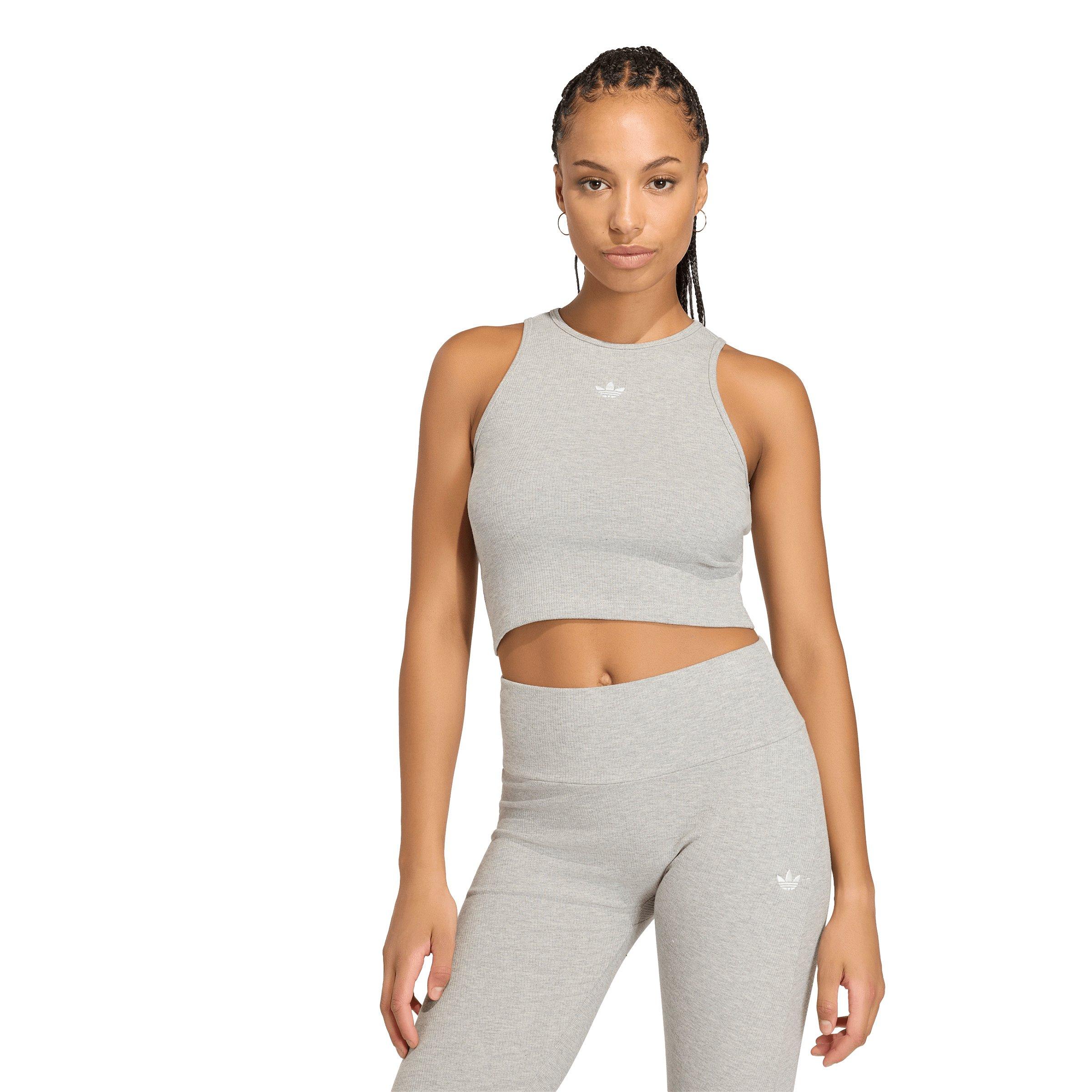 adidas Originals Women's Trefoil Essentials Rib Tank Top - Dk Grey - DK GREY